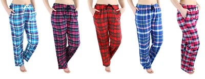 Womens Pajama Pants Lightweight Soft Flannel Lounge Sleep Bottoms with Pockets - Image 1 of 4