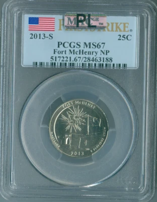 2013 S Fort McHenry Quarter PCGS MS67 MAC PL . - Image 1 of 2