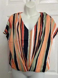 Marc New York Colorful Stripe Blouse Top Size L --* - Picture 1 of 6