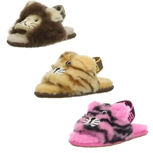 Ugg Fluff Yeah Sheepskin Slide Sandals Shoes Toddler Little Kid Tiger + Lion - Picture 1 of 20