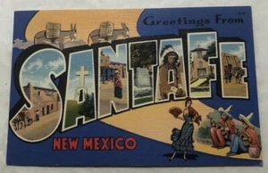 Greetings From Santa Fe New Mexico Block Letters. Postcard (A3) - Picture 1 of 2