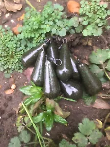 10 x 2oz lead weights, smooth weedy green dumpy distance, big eyed swivel - Picture 1 of 1