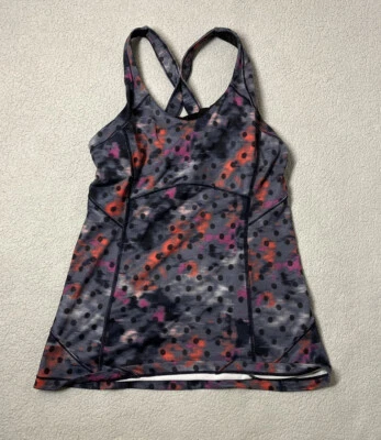 Lululemon Size 6 Tank Top Kanto Catch Me Windy Blooms Regal Plum Dot Racerback - Image 1 of 4