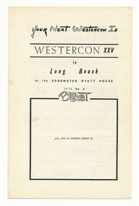 1972 WESTERCON 25 PROGRESS REPORT 1 Science Fiction Fantasy Convention Program - Picture 1 of 3