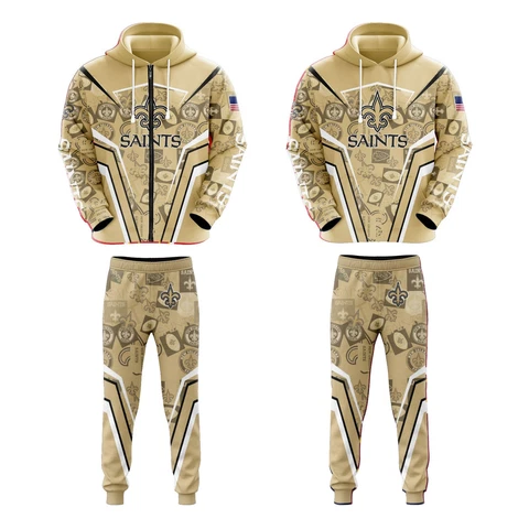 New Orleans Saints Mens 2 Piece Joggers Set Athletic Pants Hoodie Tracksuit Cover