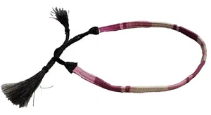 SOMBRERO DE ALGODÓN ROSA, PÚRPURA Y BLANCO con PELO DE CABALLO NEGRO Vintage Sombrero de vaca Banda - Imagen 1 de 10