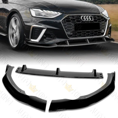 FIT 20-22 AUDI A4 S4 B10 S-LINE PAINTED BLACK FRONT BUMPER BODY KIT SPOILER LIP - Image 1 of 4