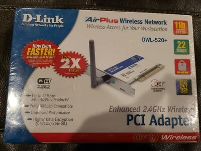 D-Link Air Plus  Dwl-520+ Wireless Pci Adapter, 802.11B, 22Mbps Brand New  - Image 1 of 4