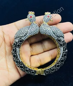 Armreif Armband Pfau Design schwarzer Onyx & Zirkonia Stein - Bild 1 von 3
