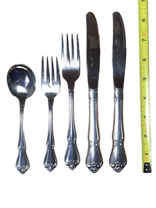 Oneida Arbor Rose True Rose Edelstahl 5 Stück Messer Gabeln Löffel - Bild 1 von 4
