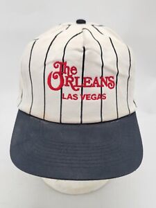Vintage The Orleans Casino Las Vegas Nevada Black Strip White Hat Cap Adjustable