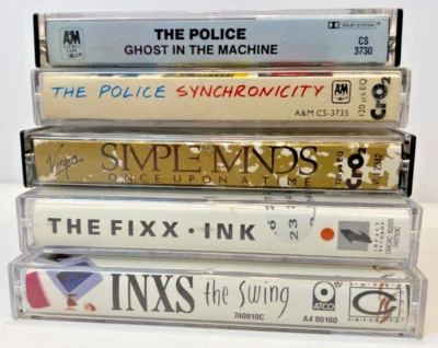 The Police, Simple Minds, The Fixx, INXS Cassettes lot of 5 - Vintage Music - Image 1 of 3