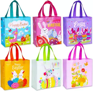 Happy Easter Egg Hunt Bags Bunny Carrot Chick Gift Bags with Handles, Treat Bags - Picture 1 of 12