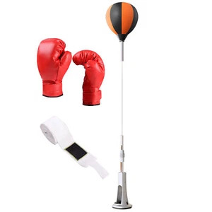 Punching Reflex Boxing Bag w/ Adjustable Stand Speed Boxing Bag With Gloves - Picture 1 of 14