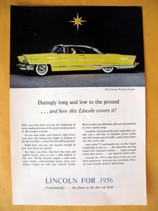 Pubblicità stampa rivista d'epoca 1956 Lincoln Premiere Coupè - Foto 1 di 1