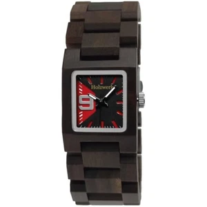 Holzwerk ELDINGEN kleine Damen Holz Armband Uhr, Eckig Design, schwarz, rot - Bild 1 von 7