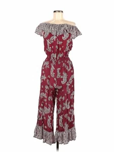Surf Gypsy Women Red Flowered Over the Shoulder BoHo Type Jumpsuit L - Picture 1 of 7