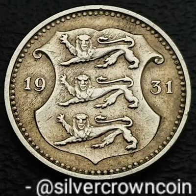 Estonia Republic 10 Senti 1931. KM#12. Ten Cents coin. 3 Lions Leopards. 1 Year. - Image 1 of 4