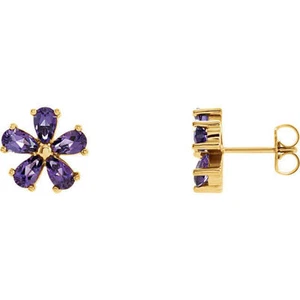 Pendientes de amatista en oro amarillo de 14K - Imagen 1 de 2