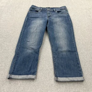 Jeans Levis para mujer 29 azul denim lavado medio con chorro de arena dobladillo enrollado tiro medio - Imagen 1 de 11