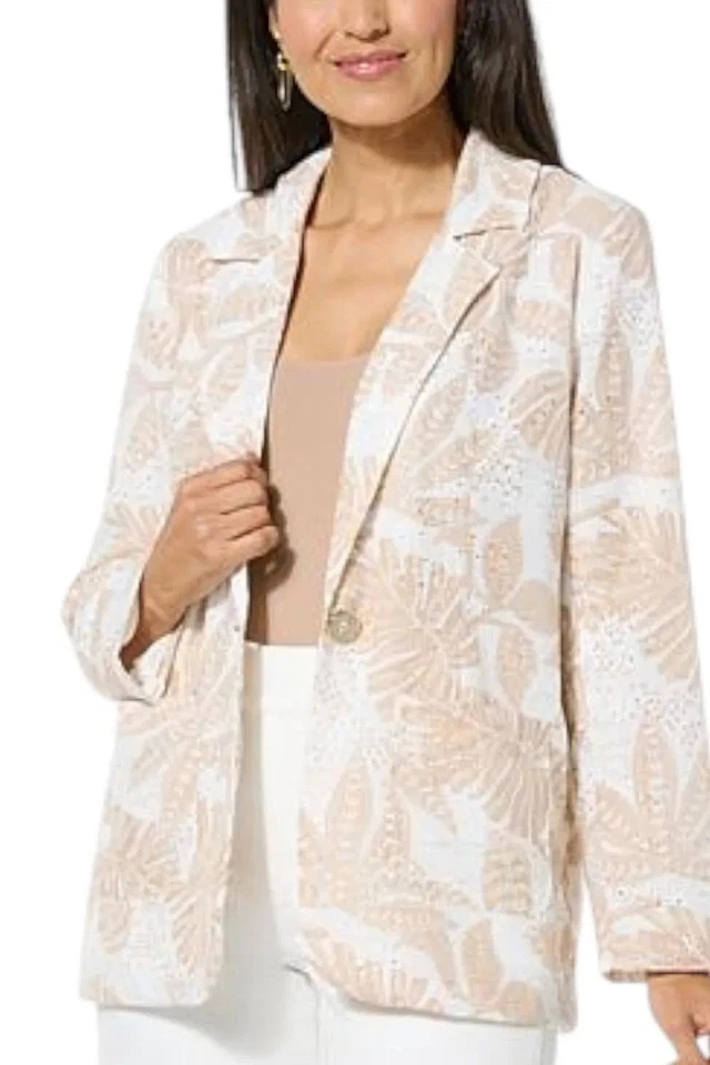 Colleen Lopez Women's Woven Eyelet Blazer Tan - Image 1 of 1