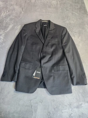 NUEVO Hugo Boss Hombres Enorme Chaqueta Ajustada Gris Oscuro 42R Nuevo con Etiquetas Abrigo Deportivo Blazer Lana Foto 1 de 4