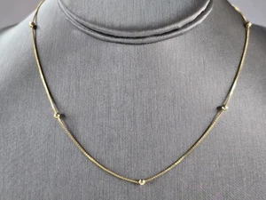 Womens Vintage Estate 14K Yellow Gold Beaded Chain Necklace 2.3g E4921 - Picture 1 of 3