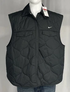 Nike Puffer Vest Mens Large black patterned Engineered Pockets Brand New - Picture 1 of 3