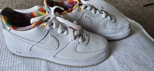 Nike Air Force 1 LV8 "White/White/White/Midnight Navy" Grade School Boys' Shoe - Picture 1 of 9