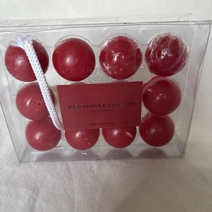 Pottery Barn 1 Dutzend leuchtend rote Kugelkerzen Bougie 1,3 Zoll - Bild 1 von 6