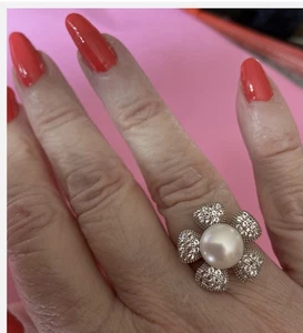 NEU! EFFY PERLE, STERLINGSILBER & WEISSER TOPAS BLUME RING/GRÖSSE 7/UVP 275 $ - Bild 1 von 4