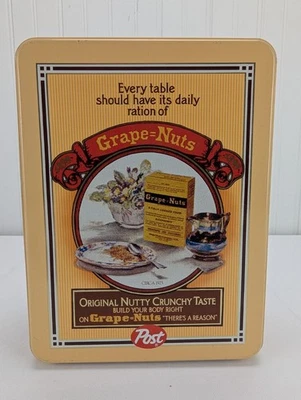 Post Grapenuts Metal Replica Tin Storage Container General Foods Empty Retro - Image 1 of 4