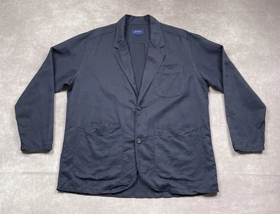 Eton Linen Silk Jacket Mens XL Navy Unstructured Blazer Lightweight Romania - Image 1 of 4