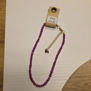 Neu Neu mit Etikett Anthropologie Halskette Perlen SELTEN LILA & GOLD böhmischer Schmuck! - Bild 1 von 7
