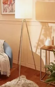 John Lewis & Partners Tripod Floor Lamp Cream Brushed Steel Linen Lamp RRP £100 - Picture 1 of 4