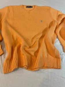 Polo Ralph Lauren 100% Cotton Crew Neck Size L Pullover Sweater Melon Orange - Picture 1 of 6