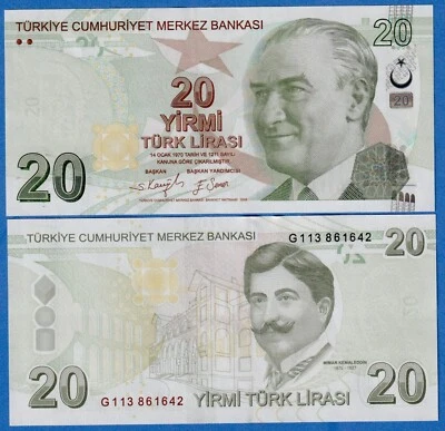 Turkey 20 Turkish Lira 2022 P-224f Prefix G UNC Banknote Latest issue - Image 1 of 3