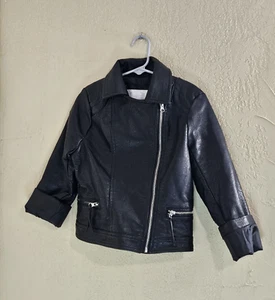 Xhilaration Girls Faux Leather Jacket Black Moto Size S Zip Pockets - Picture 1 of 7