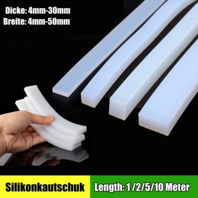 White Silicone Rubber Strip Sealing Strip Seal Wide 4-50mm Thickness 4-30mm - Image 1 of 4