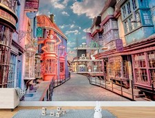 Wizard world alley kids wall mural Magic street Removable or Regular wallpaper