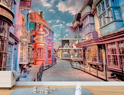 Wizard world alley kids wall mural Magic street Removable or Regular wallpaper - Image 1 of 4