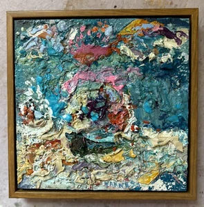 Abstract, The Shore, Original Oil Painting, Art, Framed - Picture 1 of 23