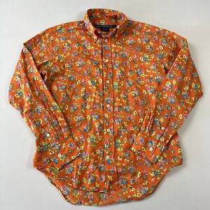 Ralph Lauren Sport Women's Button-Down Shirt Floral All Over Print Orange Sz 2