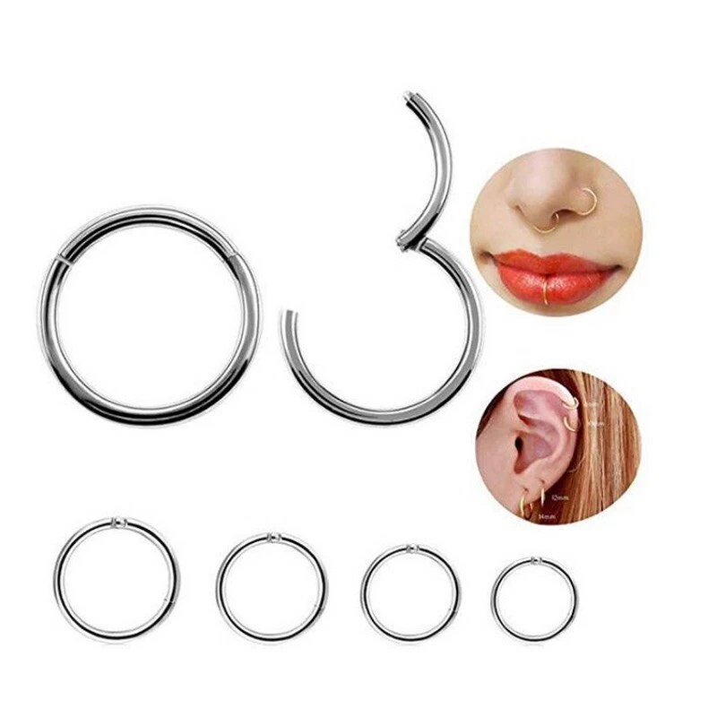 Nose Ring Nose Lip Hoop Cartilage Tragus Helix Ear Piercing Surgical Steel Rings - Image 1 of 4