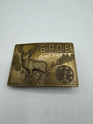 FIVELA DE CINTO VINTAGE BPOE Benevolent Protective Order of the Elks latão 3" de largura  - Imagem 1 de 4