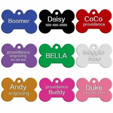 Pets ID Tag Engraved ring Dog/Cat Name Tag Personalised Customised Tag Bone