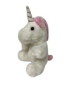 White Unicorn Plush Stuffed Animal Toy 8” Pink Tail No Tag - Picture 1 of 11