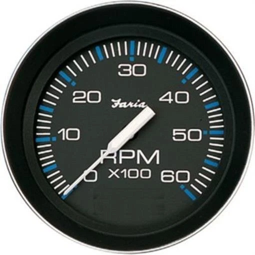Tacómetro (gas) Faria Coral negro calibre 4" - 6000 RPM (intraborda e E/S) F33004 Foto 1 de 1