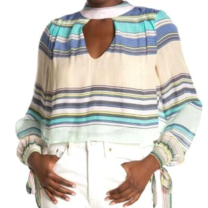 NWT Wildfox Mock Neck Open Back Allover Striped LS Top Size Small - Picture 1 of 7