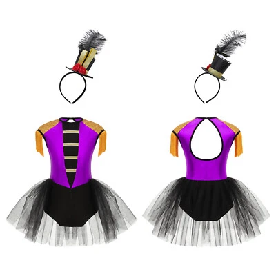 Niños Niñas Disfraz Rendimiento Disfraz Conjunto Patchwork Circo Disfraz Ringmaster Foto 1 de 3